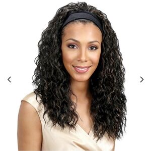 Premium Synthetic Wig - Black With Headband